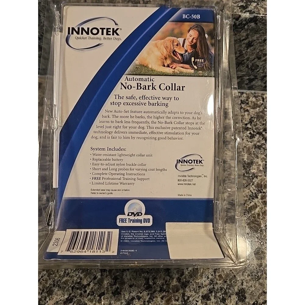 INNOTEK Automatic No-Bark Adjustable Dog Collar BC-50B - Open Box Complete